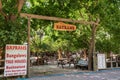 Entrance to BayramÃ¢â¬â¢s Tree Houses hostel in Olympos area of Antalya province in Turkey